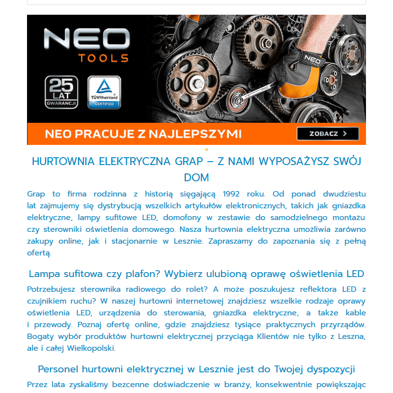 Hurtownia elektryczna - leszno